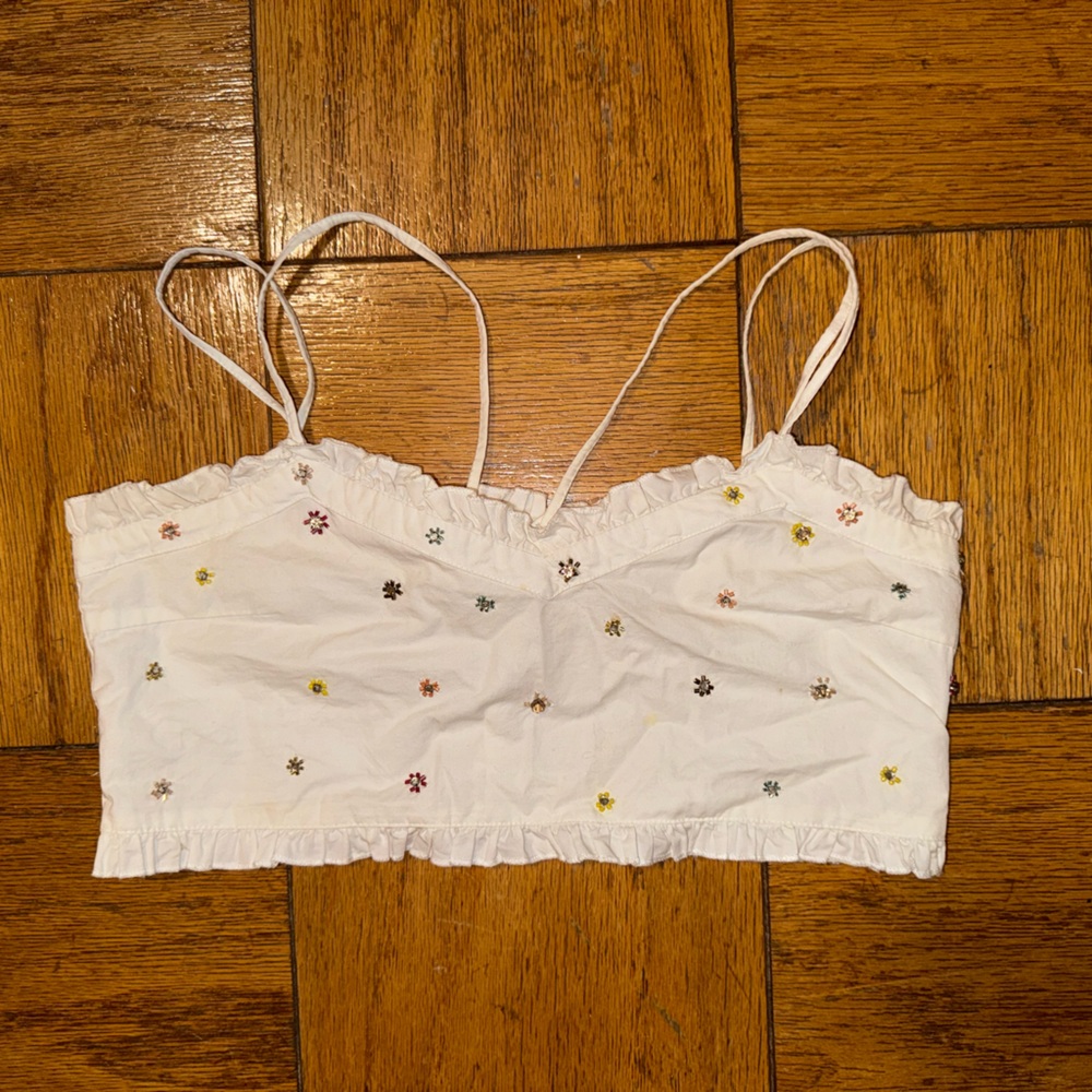 Adorable sequined white cropped tank from Zara